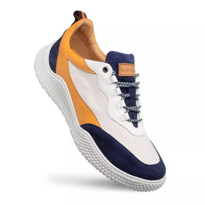 Mezlan Borgo Blue Multi Calfskin Sneaker 1   - from alligatorwarehouse.com