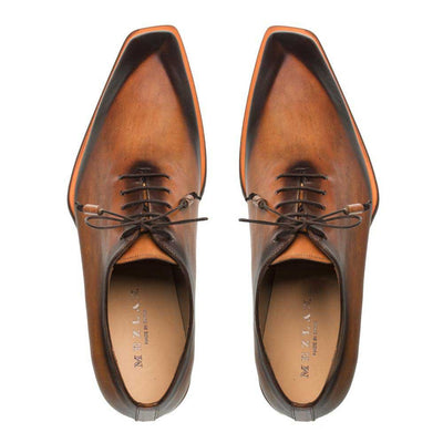 Mezlan Cognac Asymmetric Plain Toe Oxford 4   - from alligatorwarehouse.com