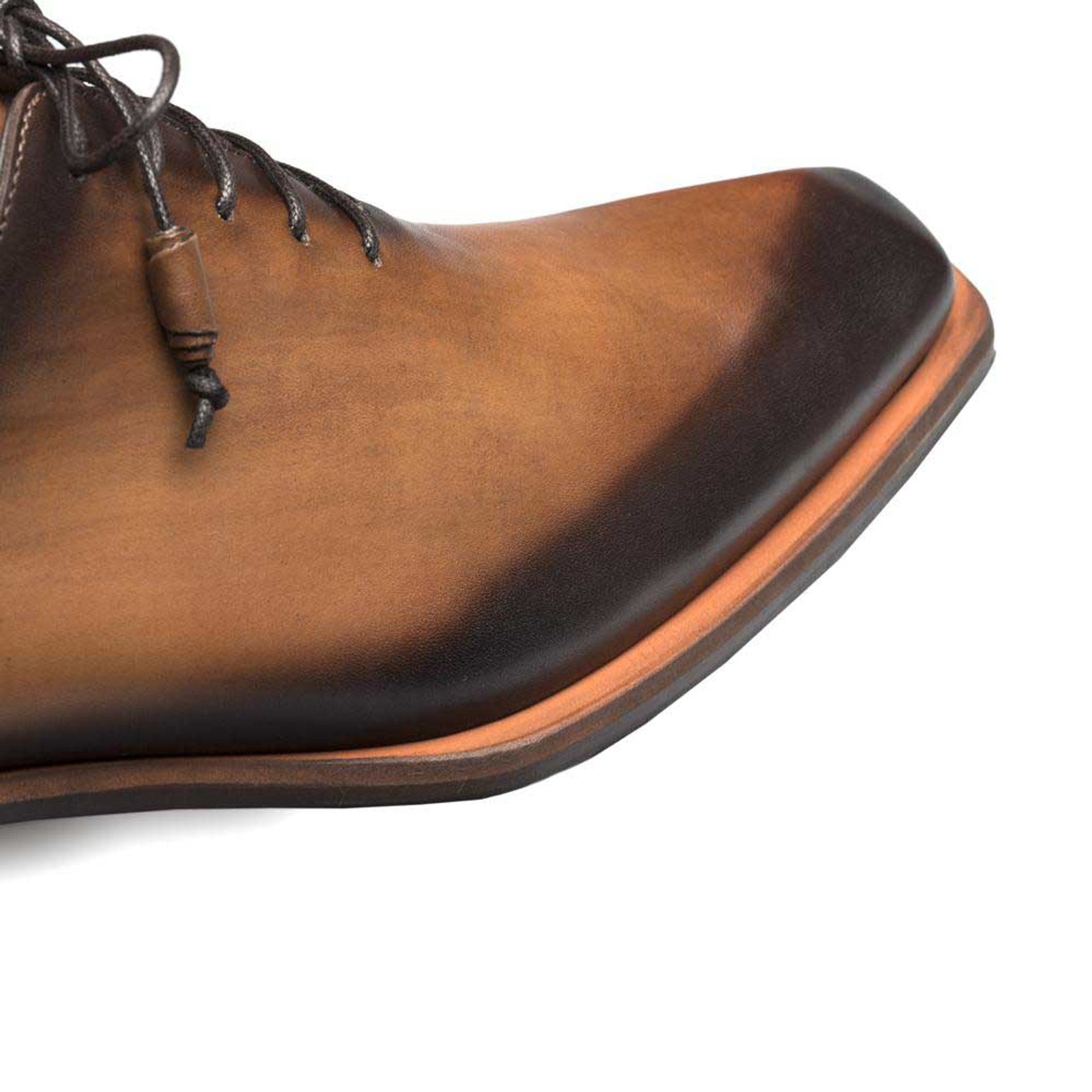 Mezlan Cognac Asymmetric Plain Toe Oxford