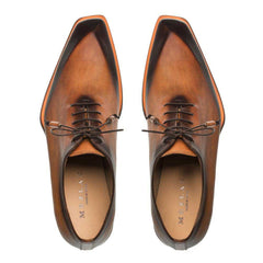 Mezlan Cognac Asymmetric Plain Toe Oxford