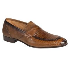 Mens Mezlan Lipari Lizard Penny Loafer Dress Shoe in Black