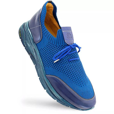 Mezlan Piedra Blue Tri-Tone Knitted Sneaker 1   - from alligatorwarehouse.com