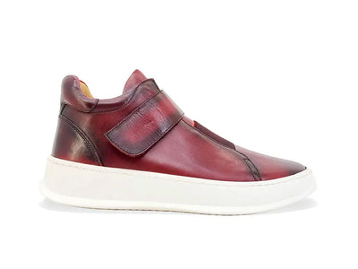 Mid Top Burnished Leather Sneaker 1 ks671-01BURG75  - from alligatorwarehouse.com
