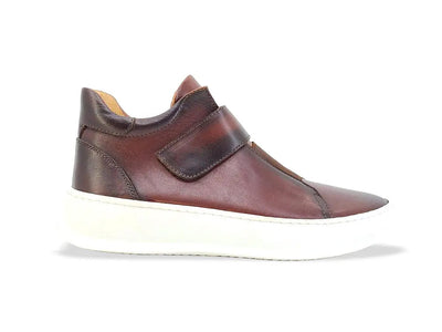 Mid Top Burnished Leather Sneaker 5 ks671-01BURG75  - from alligatorwarehouse.com