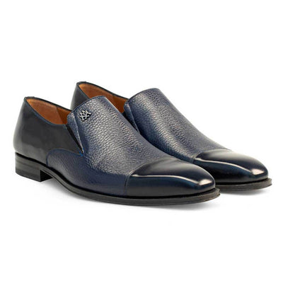 Mezlan Milani Blue Deerskin & Calfskin Leather Mens Loafer 4   - from alligatorwarehouse.com
