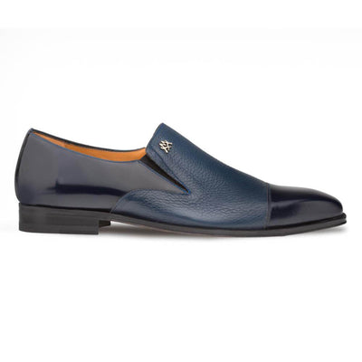 Mezlan Milani Blue Deerskin & Calfskin Leather Mens Loafer 3   - from alligatorwarehouse.com