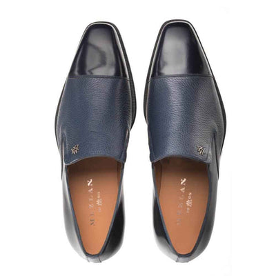 Mezlan Milani Blue Deerskin & Calfskin Leather Mens Loafer 2   - from alligatorwarehouse.com