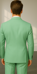 Wool Suit - Italian Made Business Suit by Statement Men's 2 Piece 100% Wool Double Breasted Suit - Pinstripe Pattern
