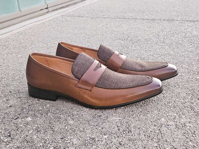 Mix Media Calfskin Penny Loafer 2 KS2240-12CCBLACK105  - from alligatorwarehouse.com