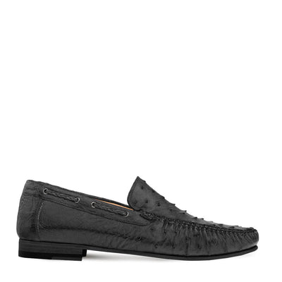 Genuine Ostrich Moccasin Slip On Black By Mezlan Made In Spain Brand 2   - from alligatorwarehouse.com
