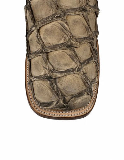 Los Altos Men's Mocha Genuine Pirarucu Wide Square Toe Boot 4   - from alligatorwarehouse.com