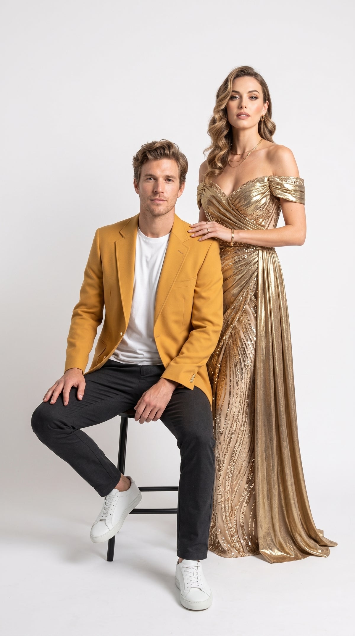Executive Apparel Ultralux Men’s Gold Blazer Jacket, Formal Sport Coat for Weddings Prom and Parties