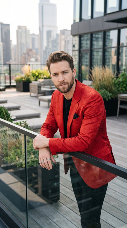 Men’s Red Casino Movie Inspired Blazer, Robert De Niro Style Formal Party Jacket