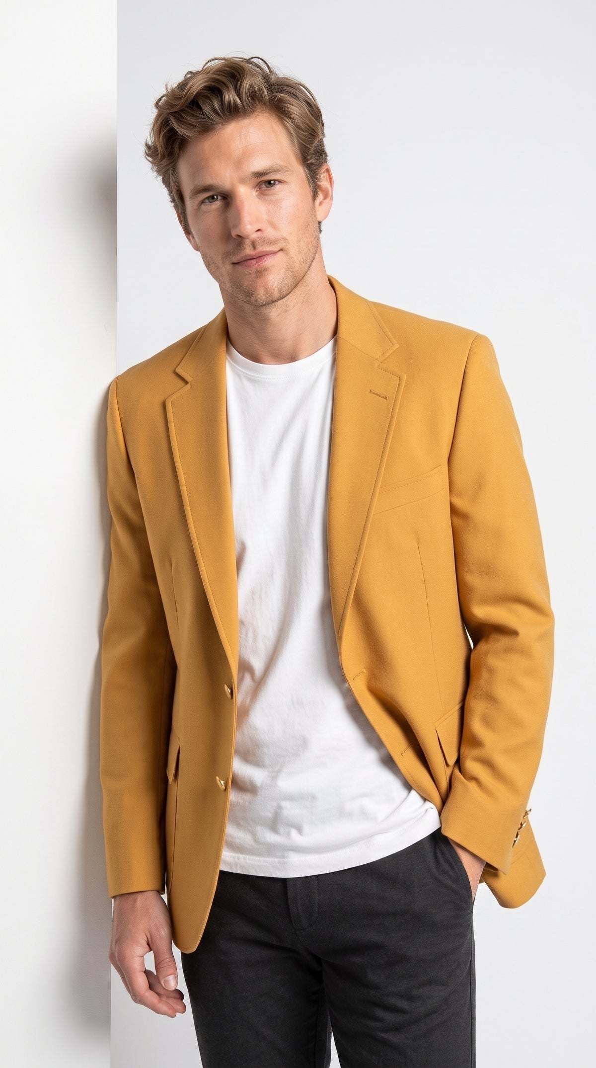 Executive Apparel Ultralux Men’s Gold Blazer Jacket, Formal Sport Coat for Weddings Prom and Parties