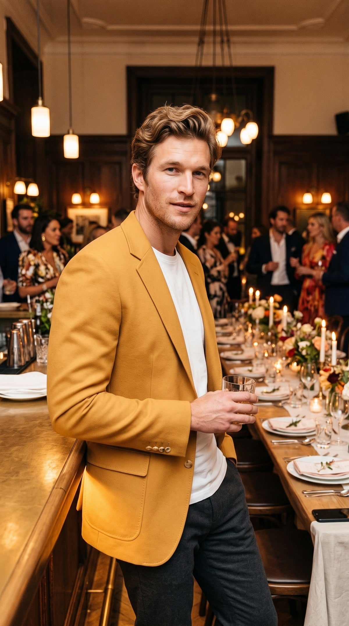 Executive Apparel Ultralux Men’s Gold Blazer Jacket, Formal Sport Coat for Weddings Prom and Parties