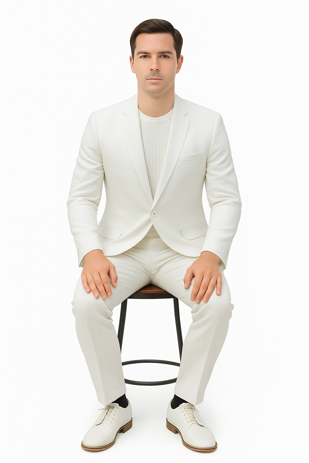 Mens Two Piece Linen Suit Relaxed Hybrid Fit No Collar 10   - from alligatorwarehouse.com