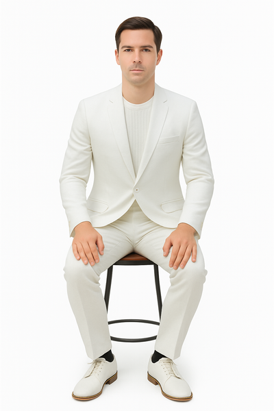 Mens Two Piece Linen Suit Relaxed Hybrid Fit No Collar 10   - from alligatorwarehouse.com