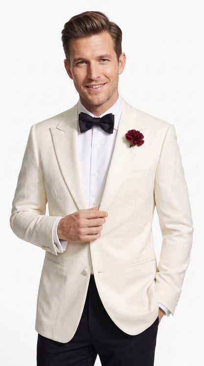 Men’s 007 Inspired White Tuxedo Jacket, James Bond Style Formal Dinner Jacket for Weddings and Prom