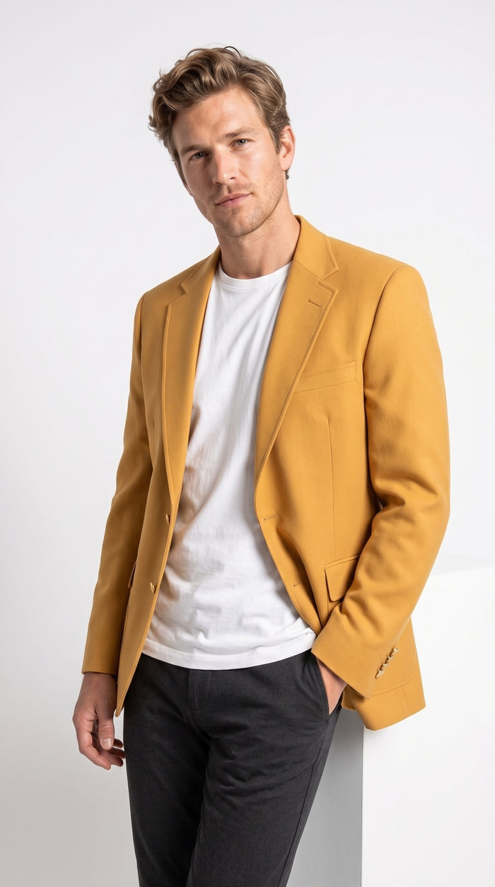 Executive Apparel Ultralux Men’s Gold Blazer Jacket, Formal Sport Coat for Weddings Prom and Parties
