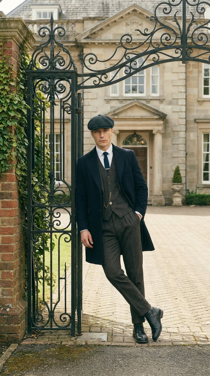 Men’s Grey Peaky Blinders Costume Outfit, Thomas Shelby Inspired 3 Piece Vintage Suit