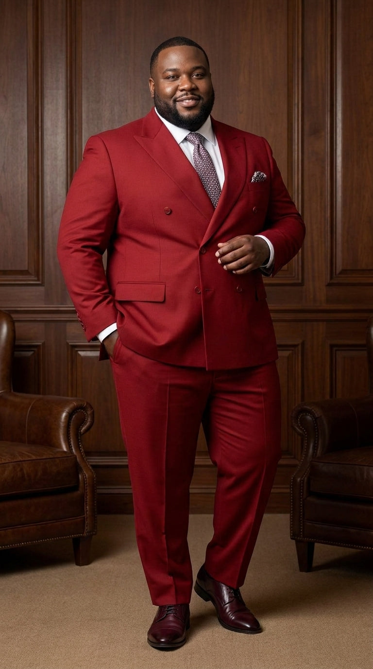 Men's Red Double Breasted Suit – Regular Fit 2-Piece Pleated Pants Wedding, Church & Formal Dress Suit