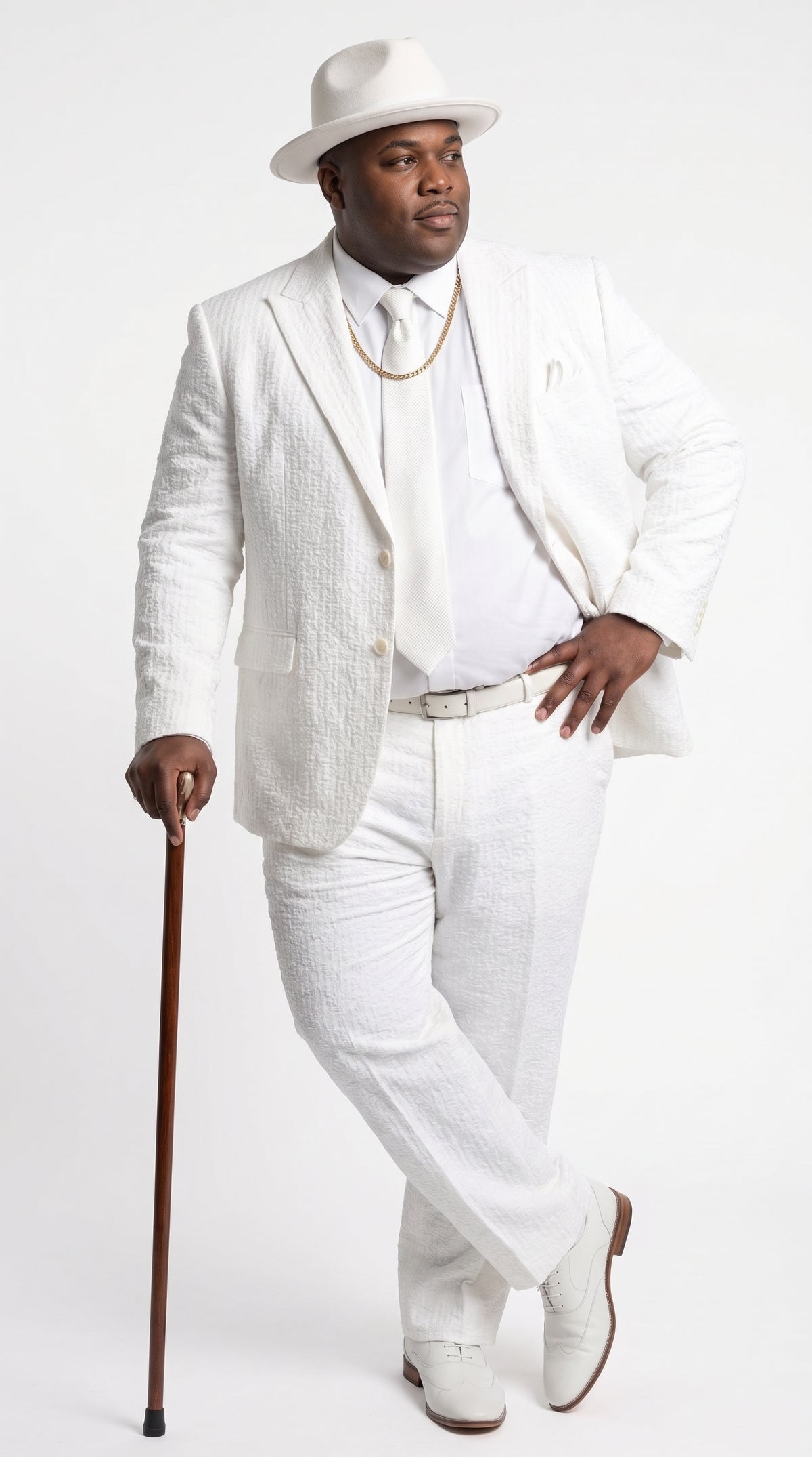 Men’s Premium White Cotton Seersucker Stripe Suit – Lightweight Summer Wedding & Formal Suit