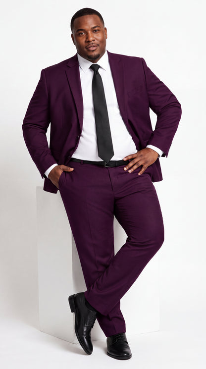 Men's Plum Purple Slim Fit 2-Piece Suit – Modern 2-Button Notch Lapel Wedding, Prom & Formal Dress Suit
