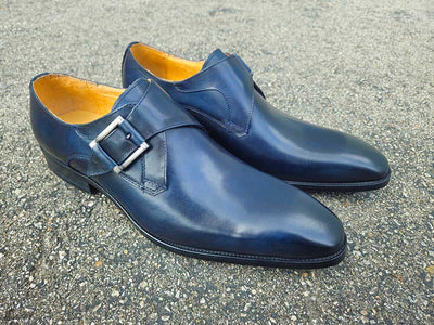 Monk Strap Buckle Leather Shoes 9 KS503-39BLACK85  - from alligatorwarehouse.com