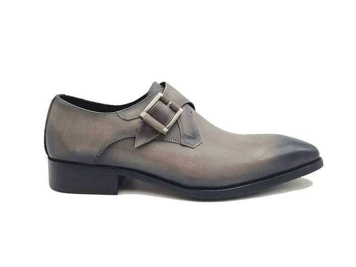Carrucci Monk Strap Buckle Leather Shoes