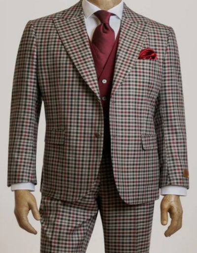 Mens Multicolor Suit - Designer Brand Suit No Pleated Pants Modern Fit 1 Steve-Gray-09  - from alligatorwarehouse.com