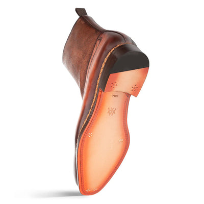 Musico Dark Cognac/Chocolate Calfskin with Contrast-Braided Sole Dress Zip Boots By Mezlan Made In Spain Brand 5   - from alligatorwarehouse.com