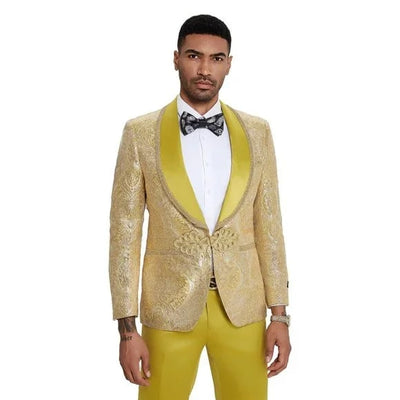 2024 Prom Special Mustard Paisley 2pc Mens Suit by Tazzio 2   - from alligatorwarehouse.com