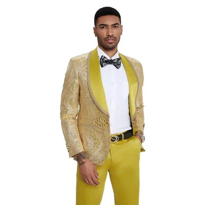 2024 Prom Special Mustard Paisley 2pc Mens Suit by Tazzio 3   - from alligatorwarehouse.com
