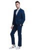 Men's Two Button Peak Lapel Summer Linen Style Beach Wedding Suit in Navy Blue 2   - from alligatorwarehouse.com