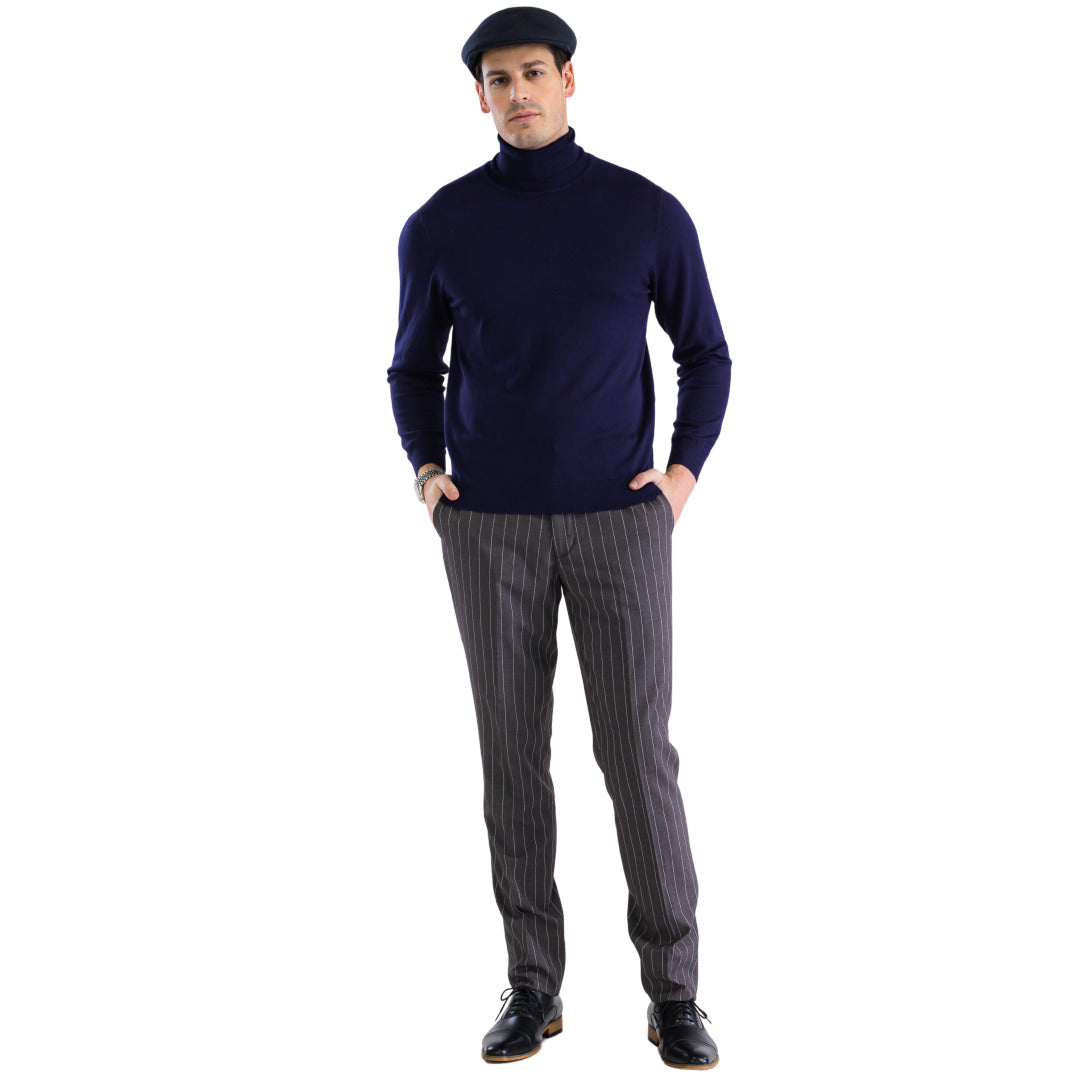 MENS NAVY PULLOVER TURTLENECK SWEATER