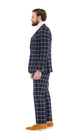 Harvy Mens Fit Navy Check Plaid Suit