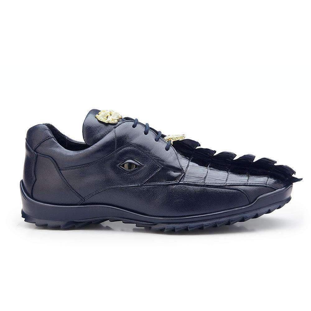 Belvedere Vasco Night Blue Genuine Hornback Crocodile  Soft Calf Casual Sneakers with Eyes 2 MEN 336122 NIGHT BLUE-M-08  - from alligatorwarehouse.com