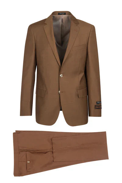 Novello Tobacco, Modern Fit, Pure Wool Suit by Tiglio Luxe - Tobacco 1   - from alligatorwarehouse.com