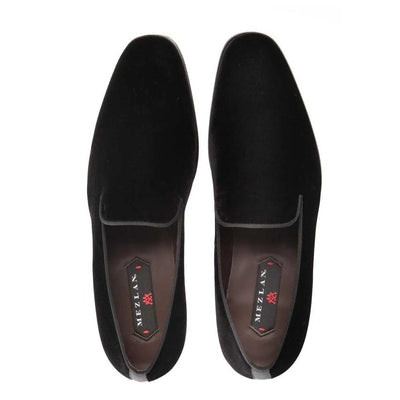 Mezlan Lublin Black Rich Velvet Men’s Formal Slip On 4   - from alligatorwarehouse.com