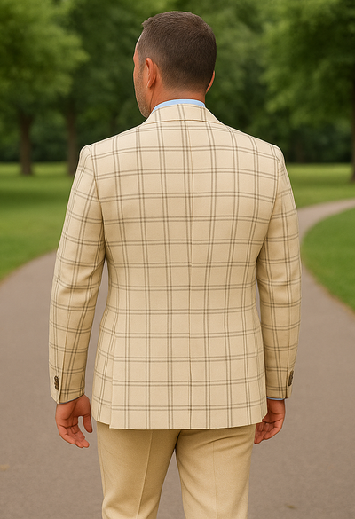 Wool Suit - Italian Made Business Suit by Statement Men's 3 Piece 100% Wool Modern Fit Suit - Accented Scoop Vest 4 ZILO-3_Natural_38R  - from alligatorwarehouse.com