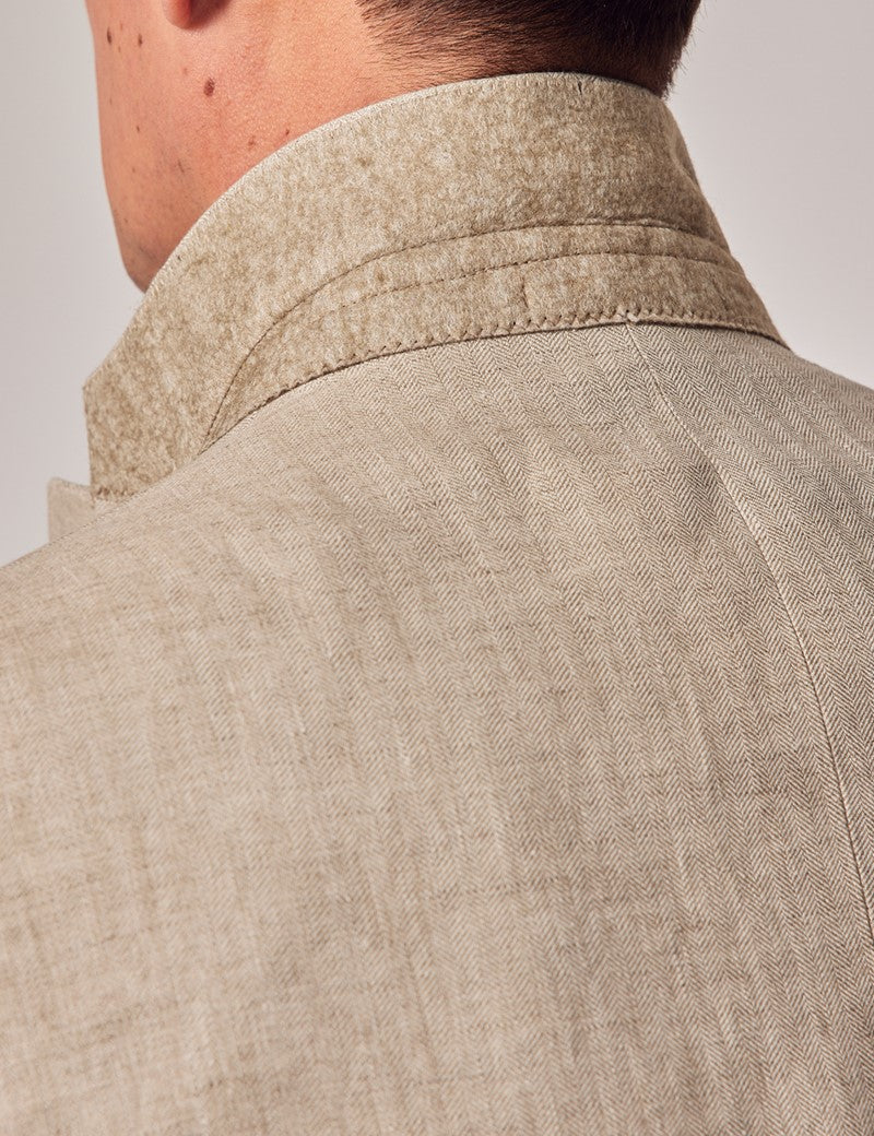 Mens Linen Suit For Beach Wedding - Summer  Suit in Natural Herringbone 7 LD-7204  - from alligatorwarehouse.com