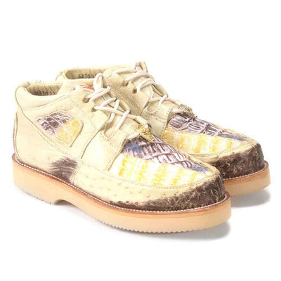 Los Altos Casual Natural Caiman & Ostrich Skin Sneakers 3   - from alligatorwarehouse.com