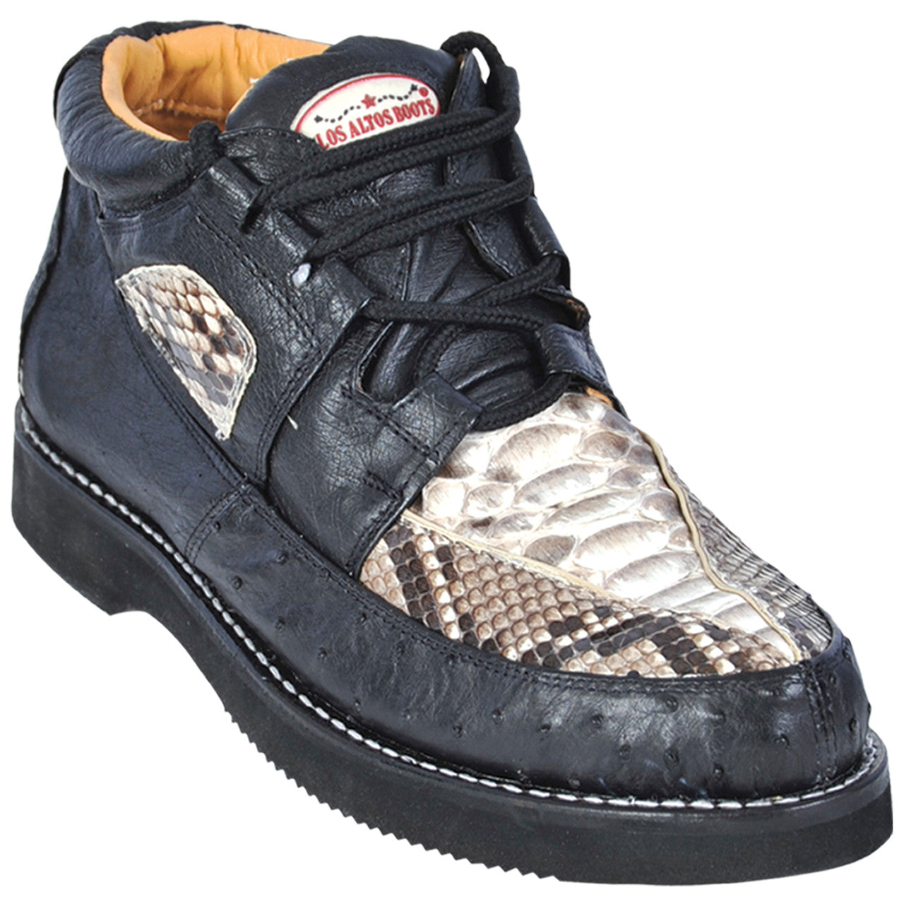 Los Altos Natural & Black Python & Ostrich Skin Sneakers