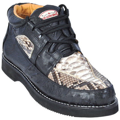 Los Altos Natural & Black Python & Ostrich Skin Sneakers 1   - from alligatorwarehouse.com