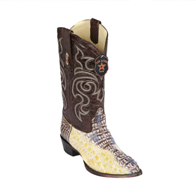 Los Altos Men's Natural Genuine Caiman Hornback Boots 1   - from alligatorwarehouse.com