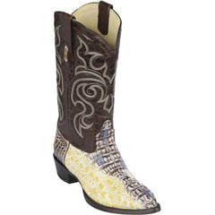 J Toe Cowboy Boots - J Toe Western Boots - Los Altos Boots - Mens Dress Cowboy Boot - Low Priced Natural Caiman Hornback J-Toe Cowboy Boots- in Natural