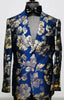 Mens Navy Blue and Gold Floral Tuxedo Jacket – Luxury Slim Fit Blazer with Gold Pattern Paisley Pattern Matching Bowtie 5   - from alligatorwarehouse.com