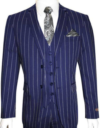 Mens 2 Button Gangster Pinstripe Suit in Dark Navy 1 AB-3115  - from alligatorwarehouse.com