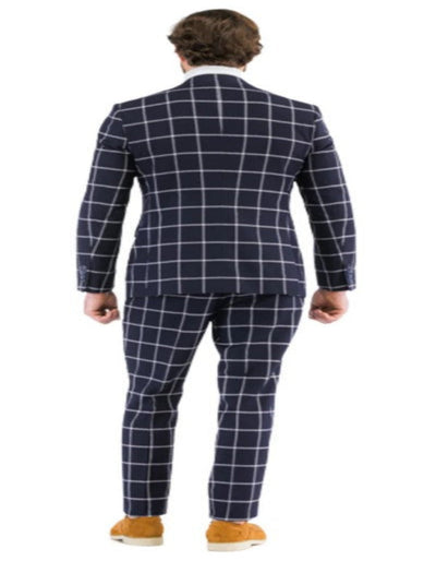 Mens Plaid Suits - Windowpane Pattern With Vest -Business Suit Navy 4   - from alligatorwarehouse.com