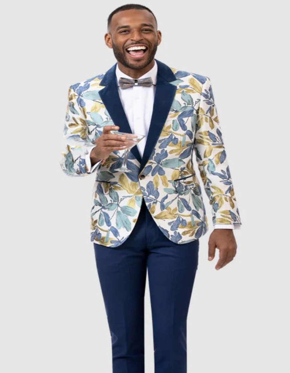 Blue Prom Suit - Blue Homecoming Outfits For Guys with Navy Velvet Lapel Blue 1   - from alligatorwarehouse.com